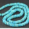 Natural Arizona Turquoise Smooth Tyre Beads Strand Length 16 Inches and Size 5.5mm to 9.5mm approx.Turquoise is an opaque, blue-to-green mineral that is a hydrous phosphate of copper and aluminium. It is rare and valuable in finer grades and has been prized as a gem and ornamental stone for thousands of years owing to its unique hue. 